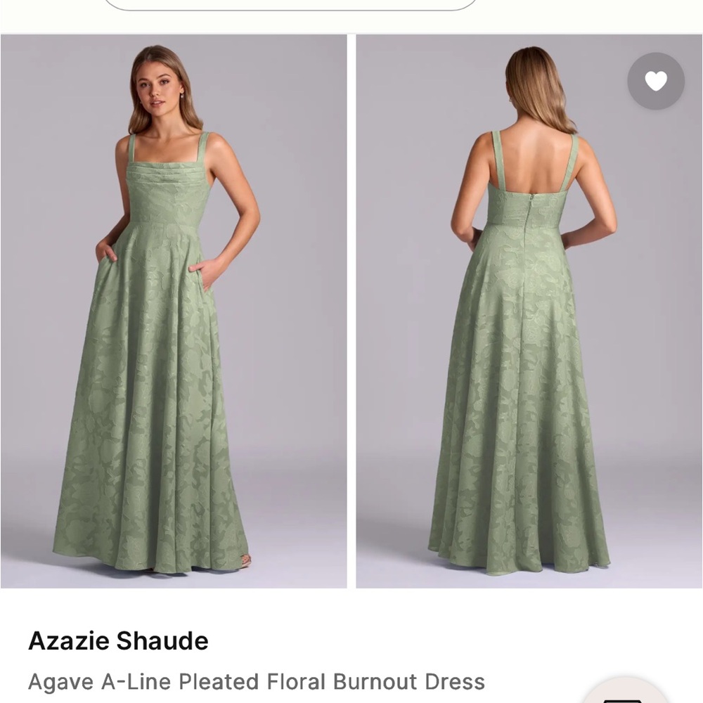 Azazie Sage Green Pleated Floral Burnout Maxi Dress